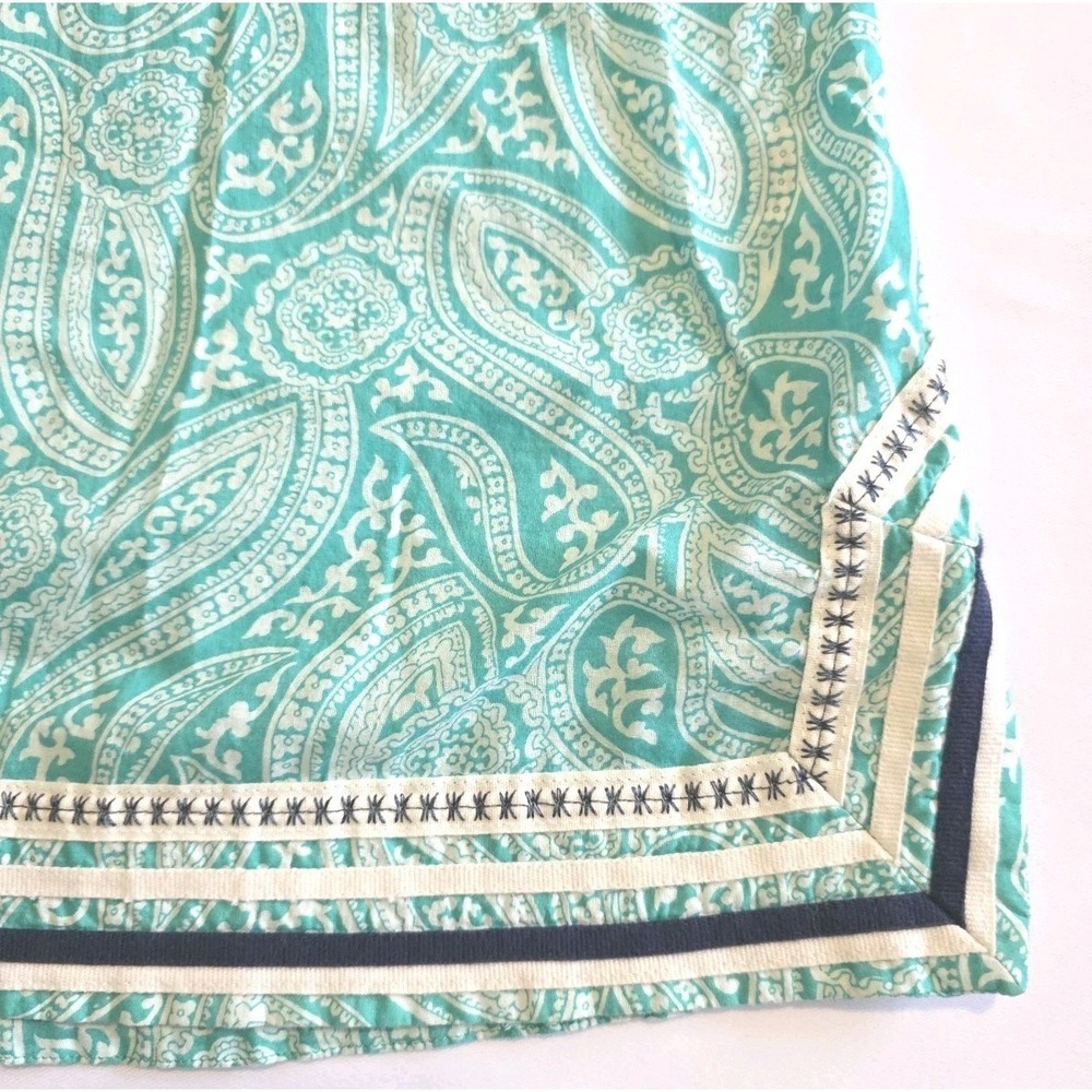 Talbots Women's Paisley Blouse Size S Green Cotton Tunic 3/4 Sleeve Top - Picture 7 of 8